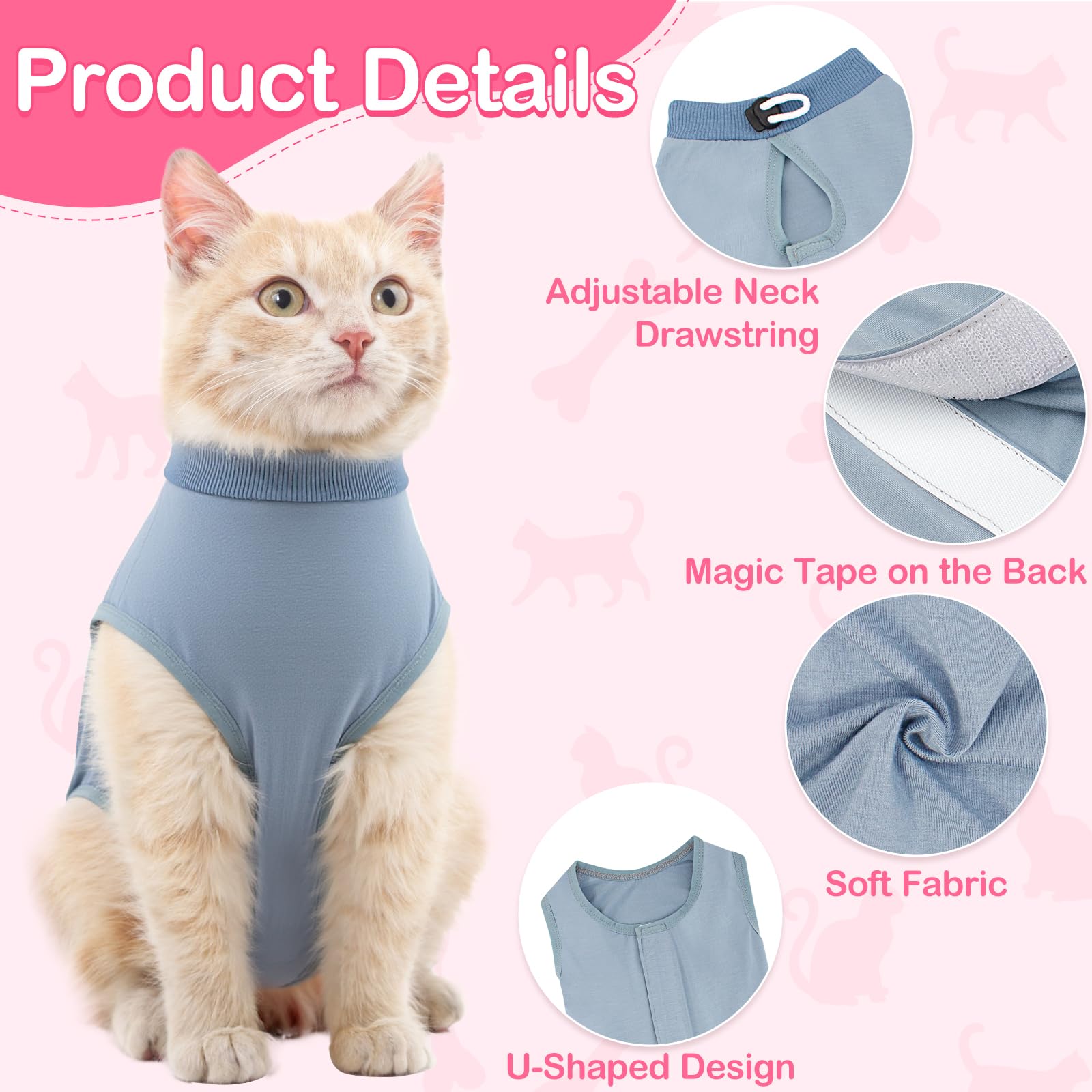 Coppthinktu traje postquirúrgico para gatos, evita lamidos y facilita supervisión.
