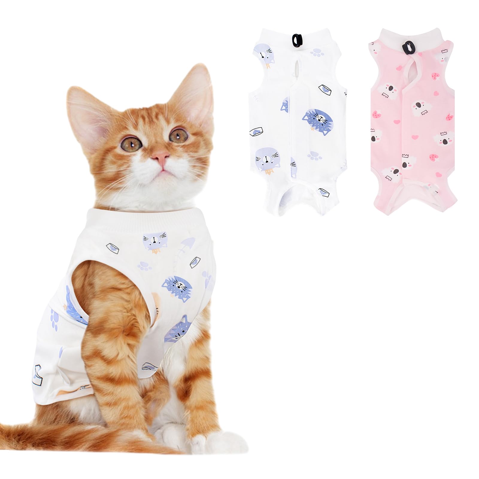 Coppthinktu traje recuperación para gatos, dos piezas, protege heridas de esterilización.