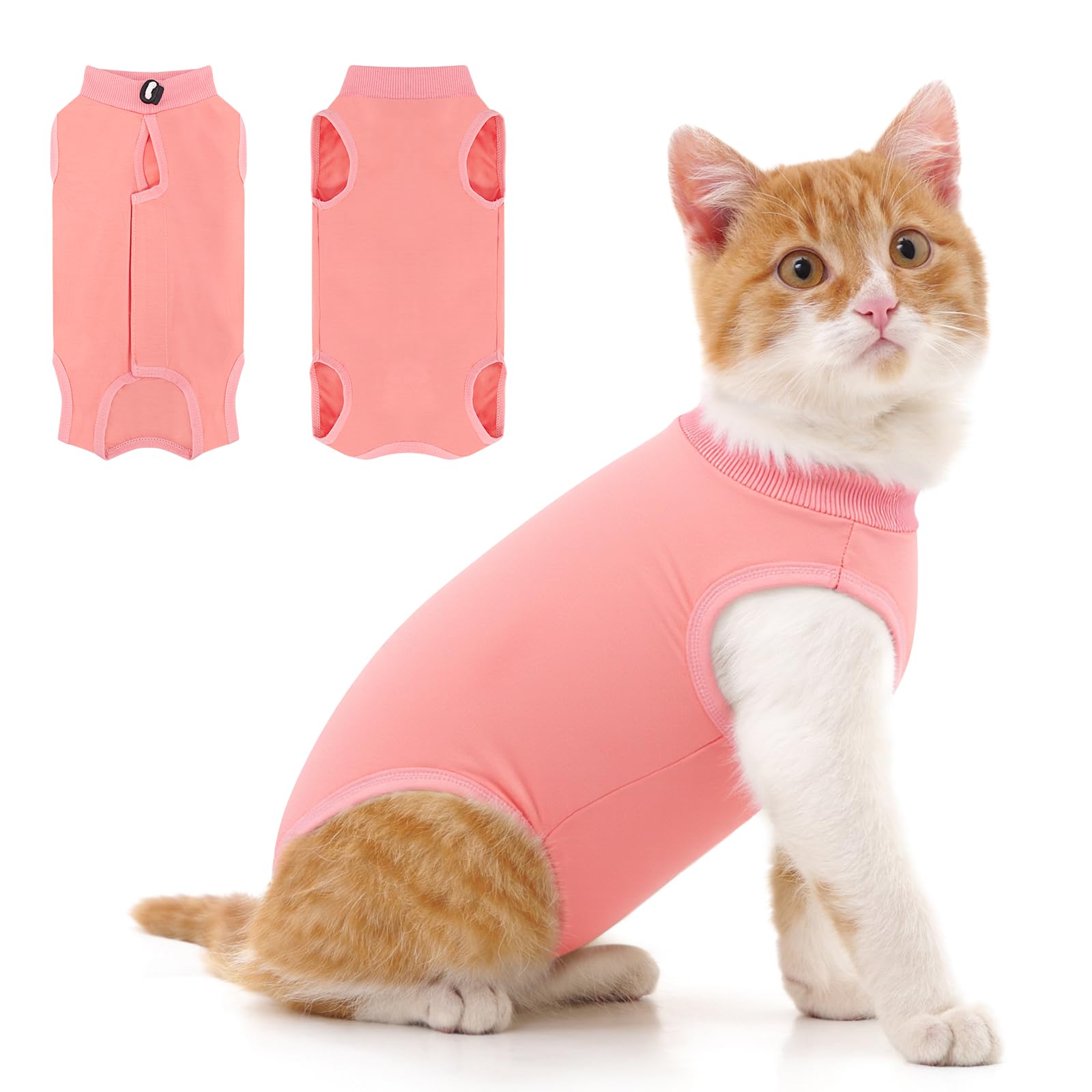 Coppthinktu Traje recuperación gatos frontal, cómodo y transpirable para posoperatorio.
