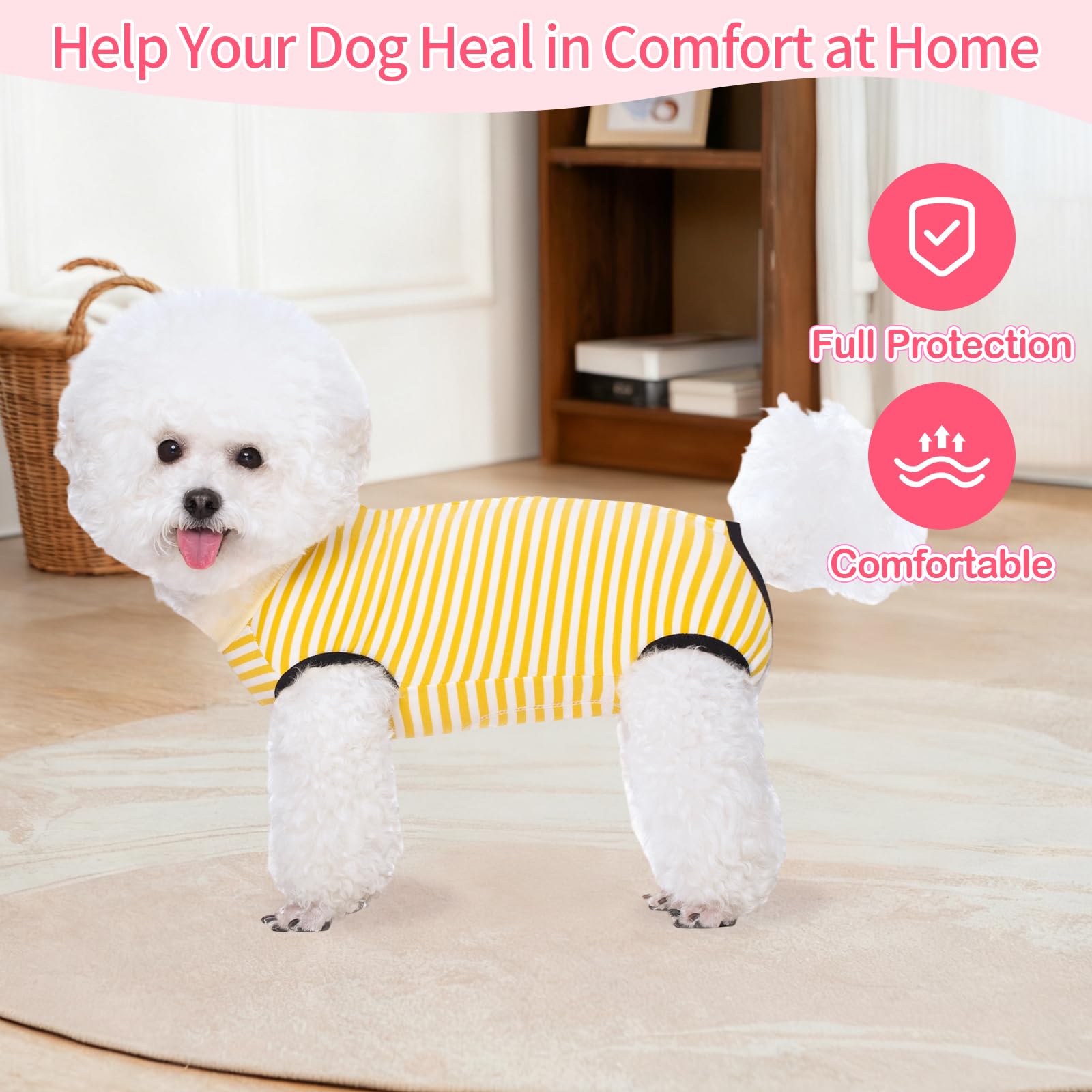 Coppthinktu traje de recuperación para perros, fácil de colocar sin irritar pelaje.