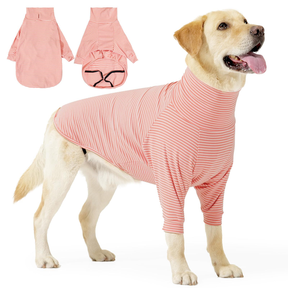 Coppthinktu traje de recuperación para perros con manga delantera y rayas, cómodo y moderno.