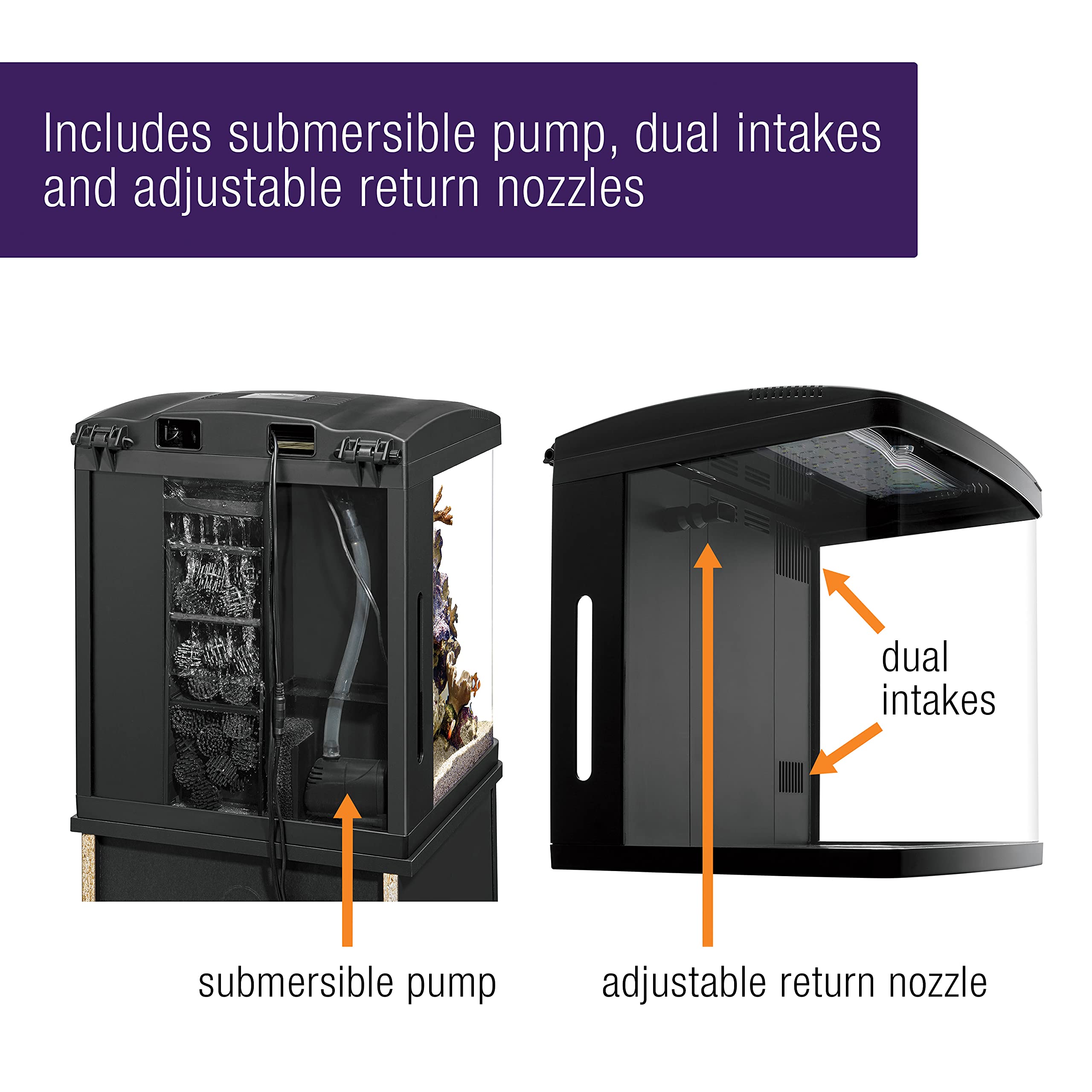 Coralife BioCube con dos entradas para flujo estable.