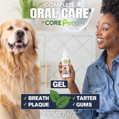 CORE Pet Cuidado Bucal Completo, aplicación de gel para cobertura suave en encías y dientes