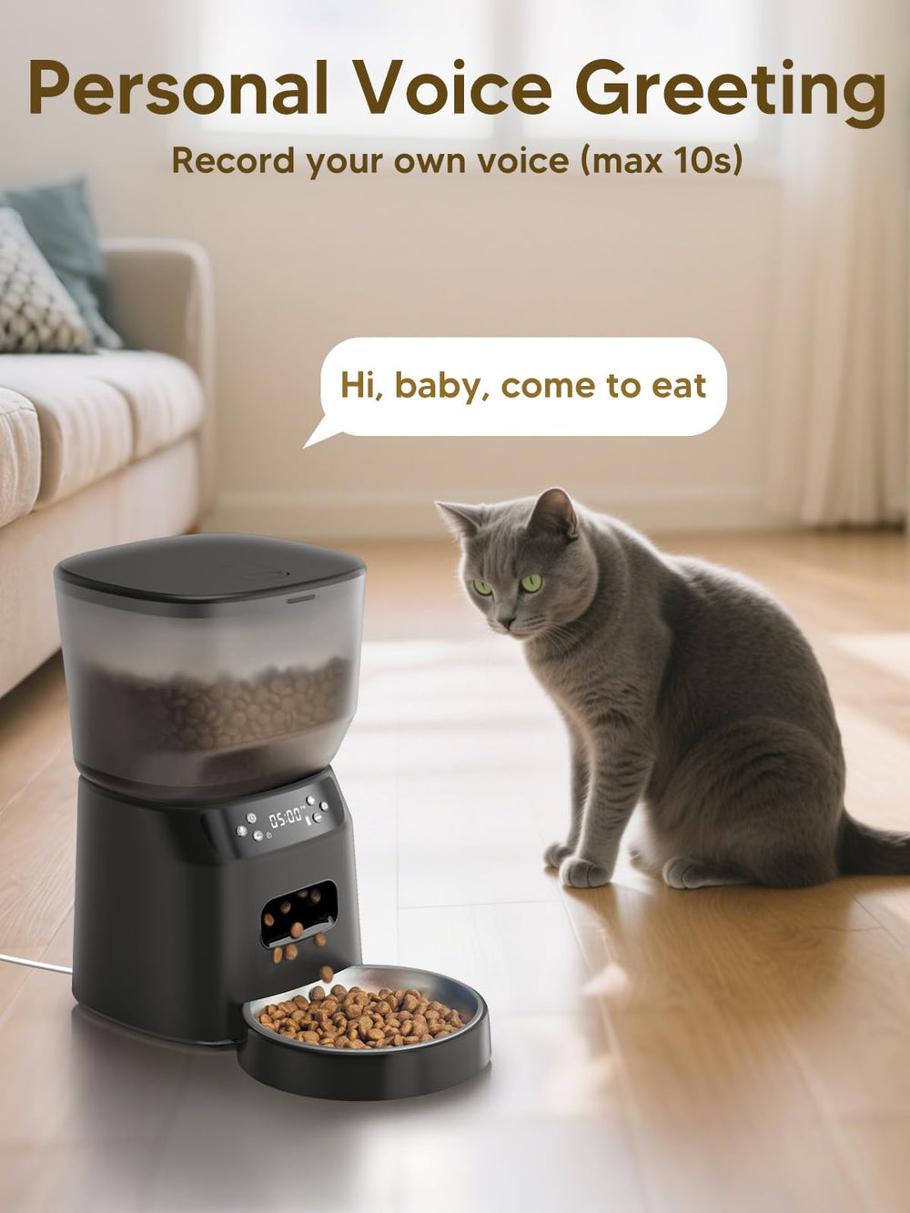 CORGOTE alimentador 4L para gatos, gran capacidad sin recargas constantes.