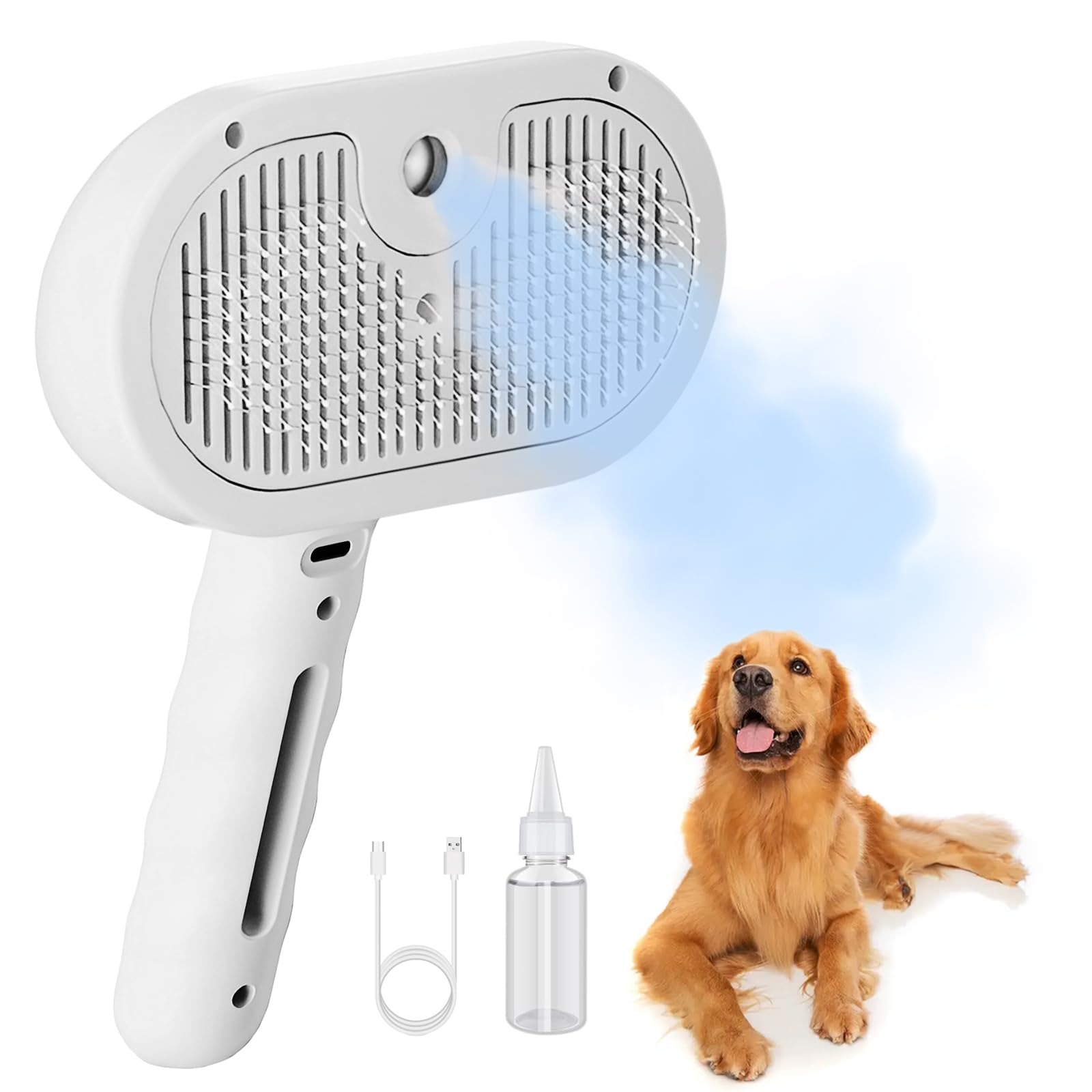 Cornnpet cepillo vapor 3 en 1 para mascotas, limpieza suave del pelaje.