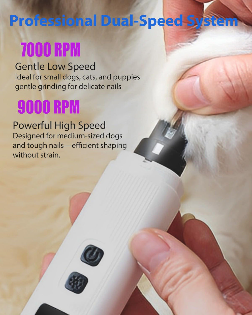 Cornnpet lima de perro con diseño ergonómico para uso cómodo durante sesiones largas.