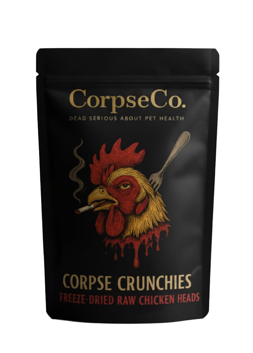 CorpseCo cabezas de pollo secas, crujido natural para perros y recompensa de entrenamiento.