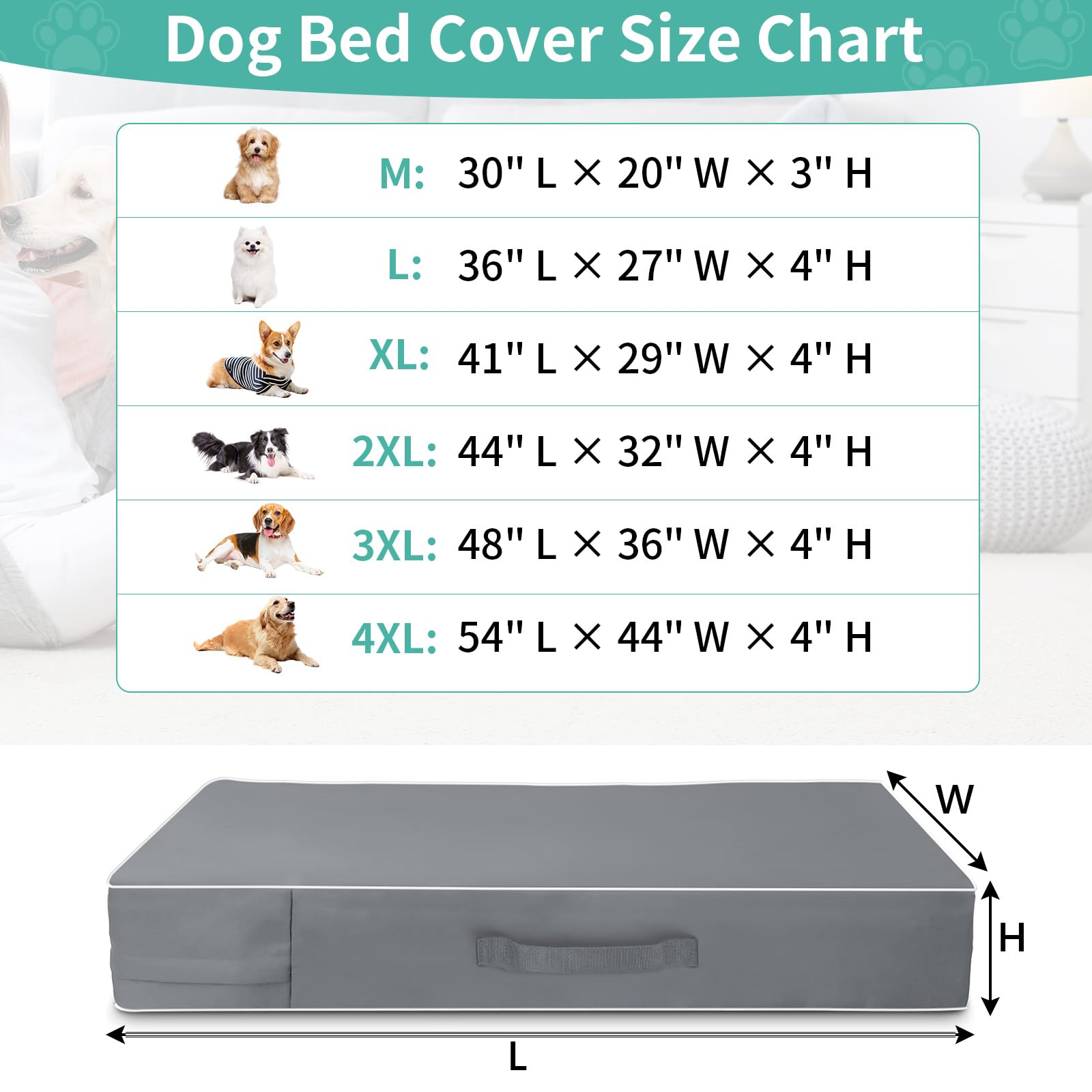 COSHNIBI funda de cama para perro con cremallera doble facilita la limpieza