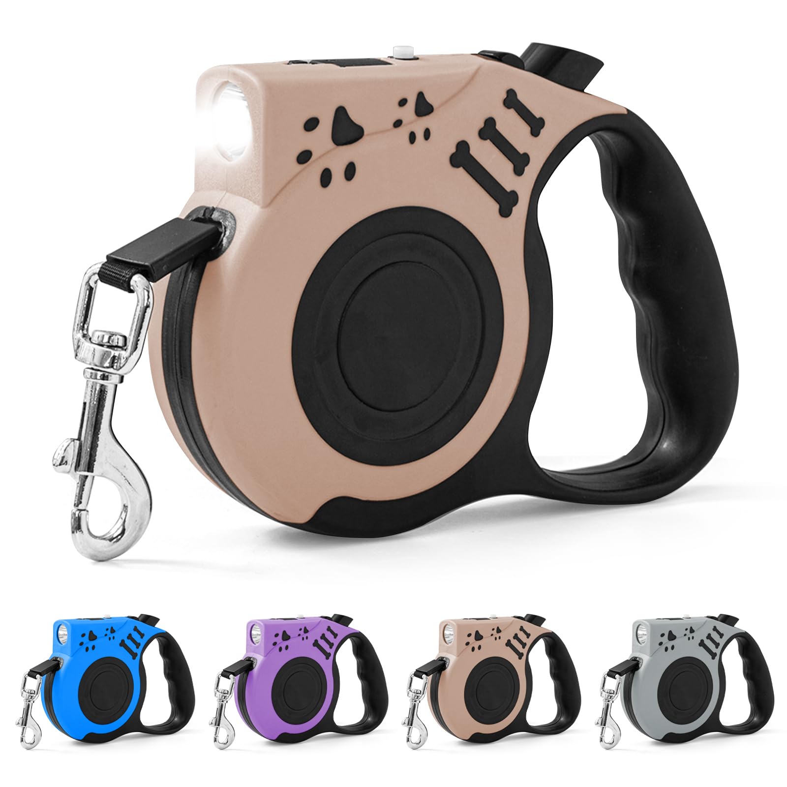 COSOWO correa retractil con luz USB para caminatas nocturnas seguras.