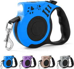 COSOWO cuerda retráctil para perros, 16 pies, azul, ideal para paseos controlados.