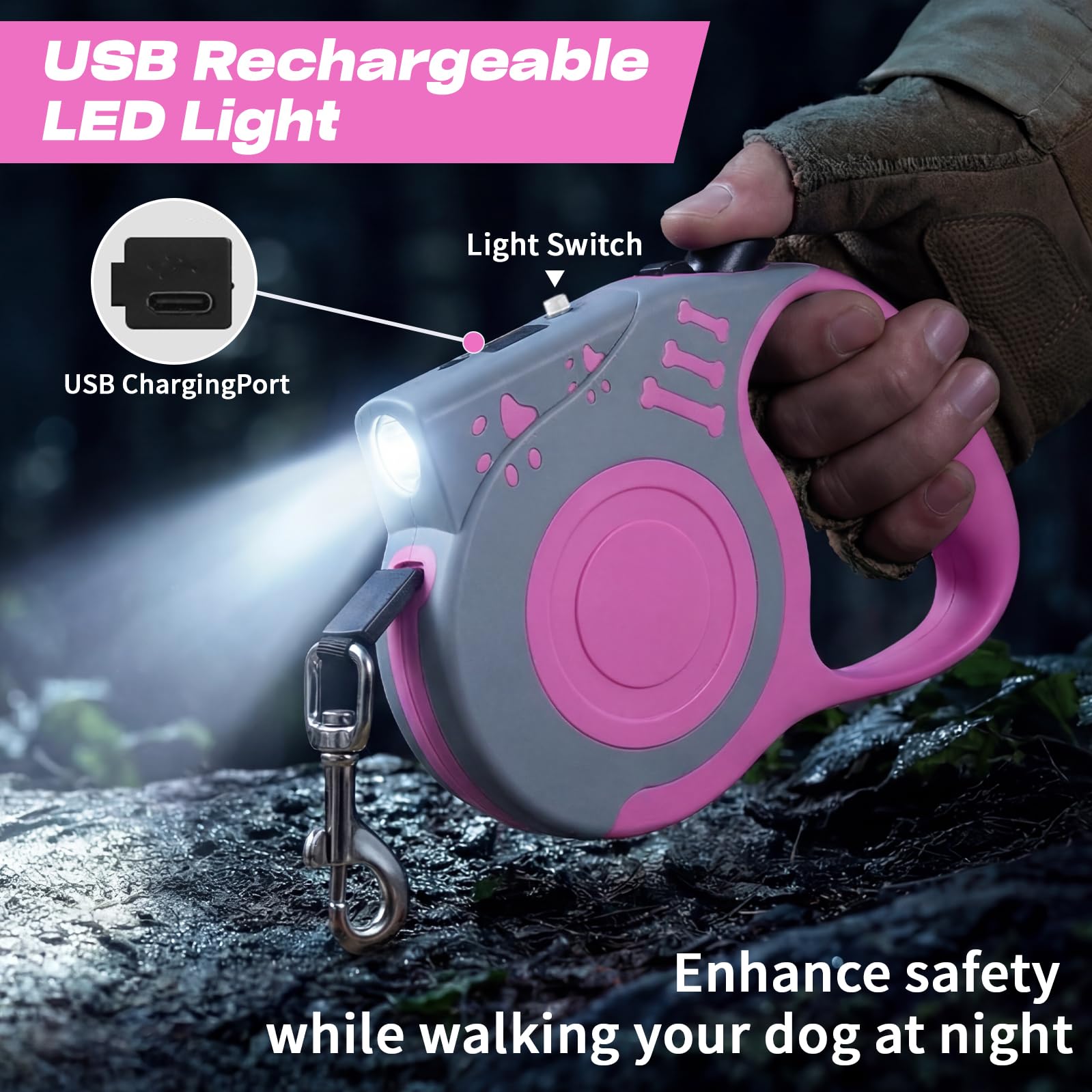 Linterna USB recargable COSOWO ilumina el camino sin baterías extra