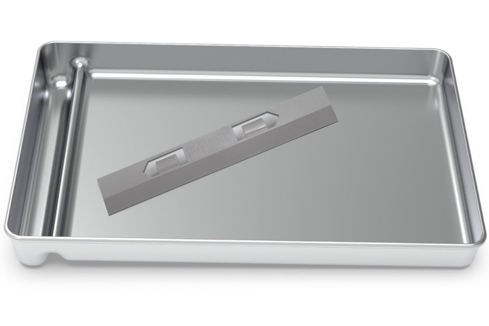 La bandeja COSPARX de acero inoxidable ofrece mayor capacidad para menos limpiezas.