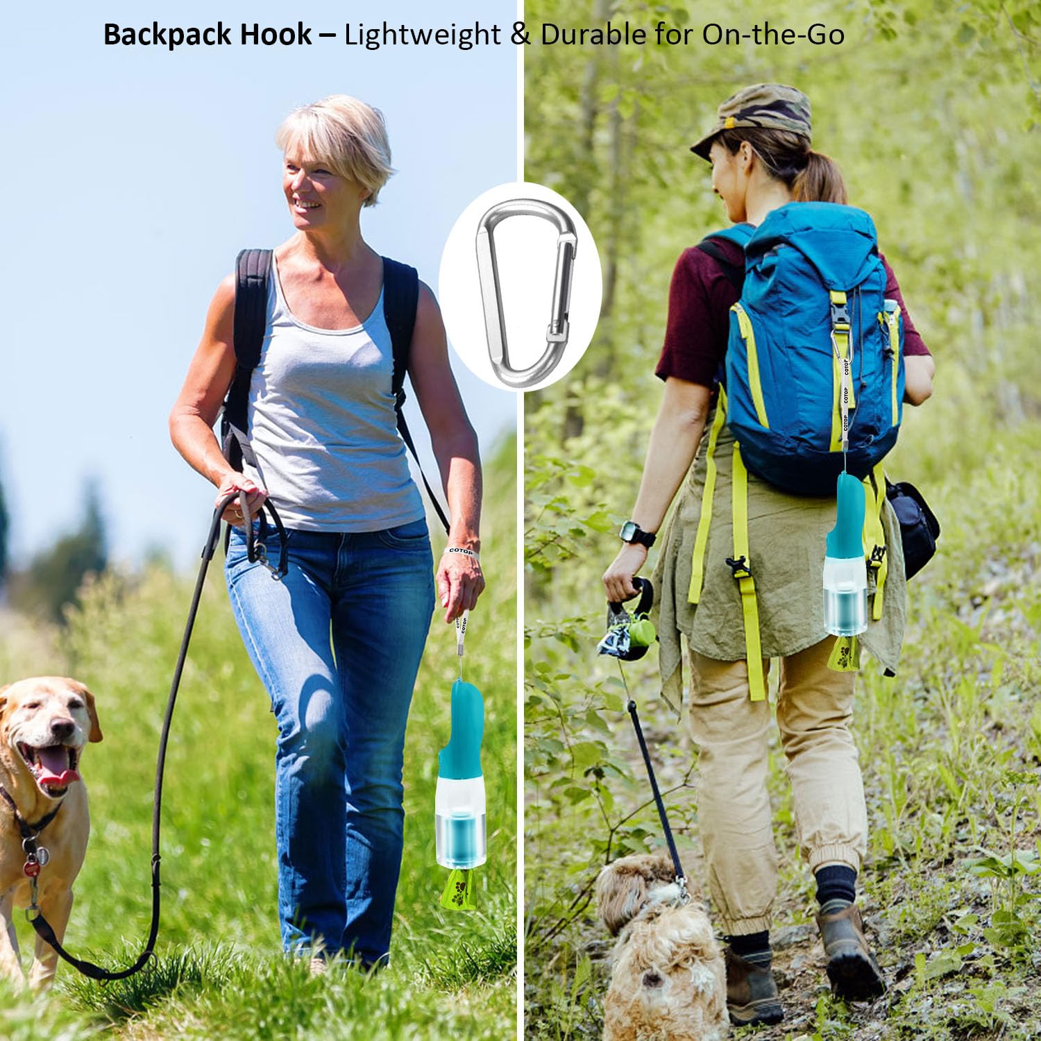 Uso en viaje y caminata con perro, cómodo y práctico.