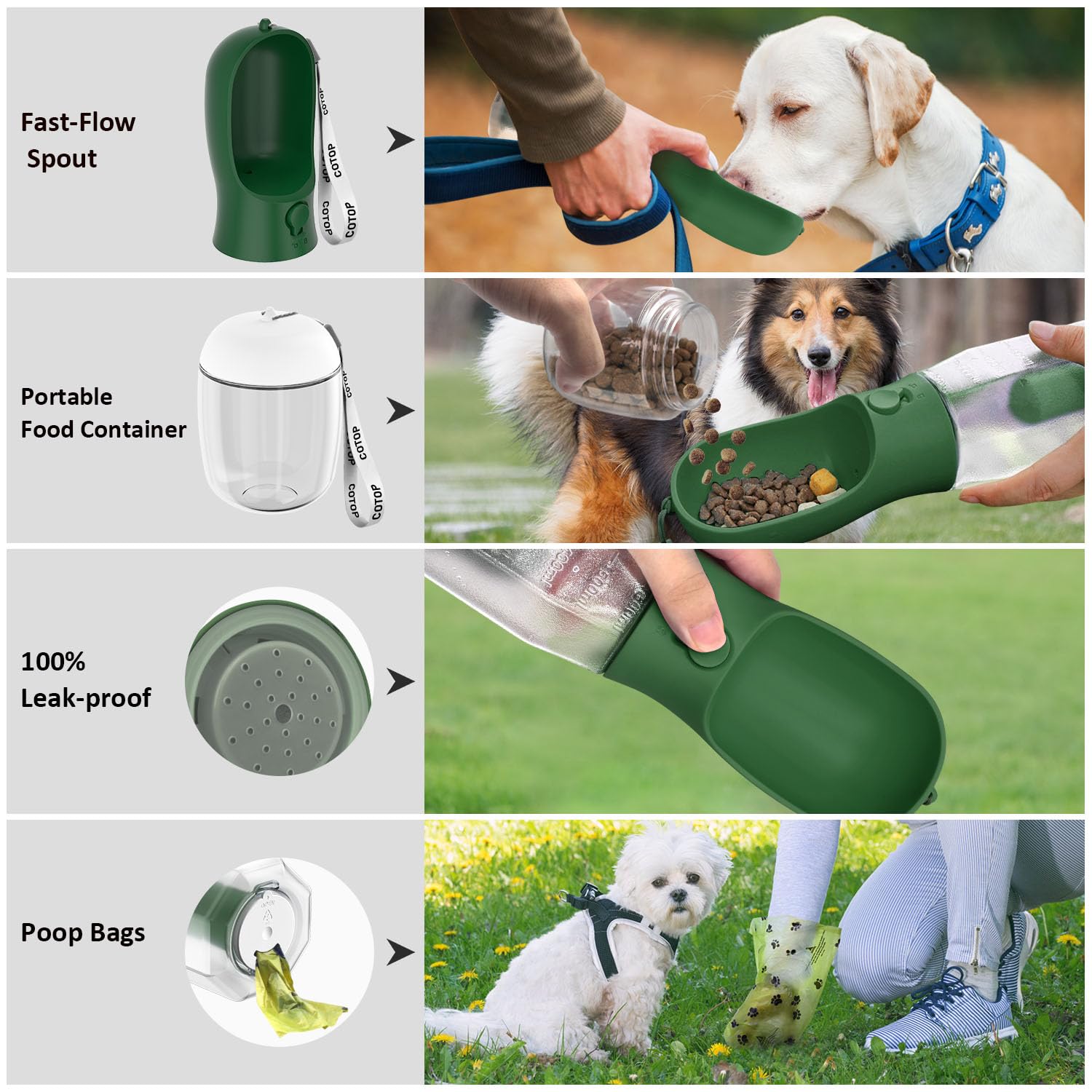 Cotop dispensador-bolsas-caca-perro para limpieza rápida durante passeos.