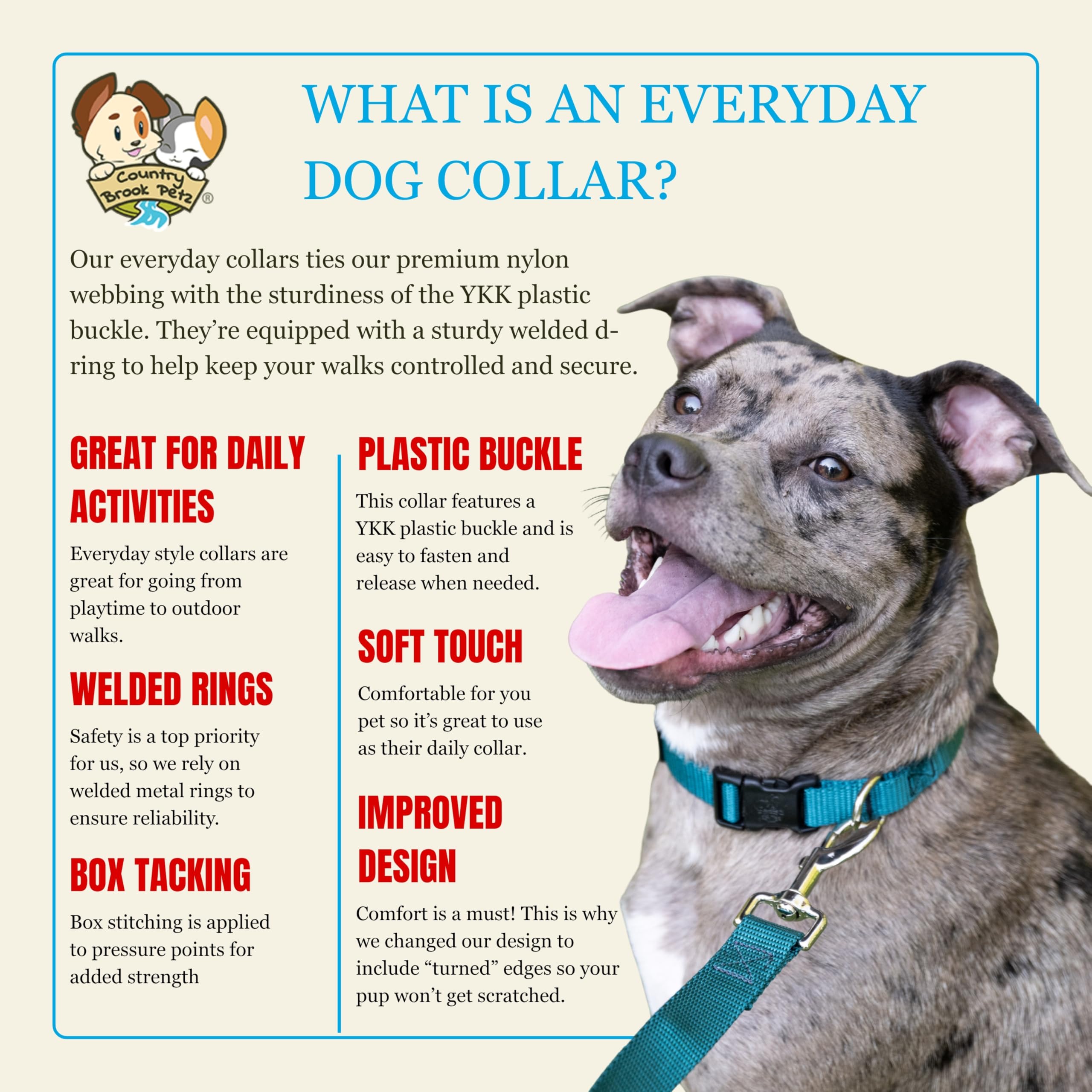 Collar Country Brook Petz confeccionado en Estados Unidos para mayor calidad.