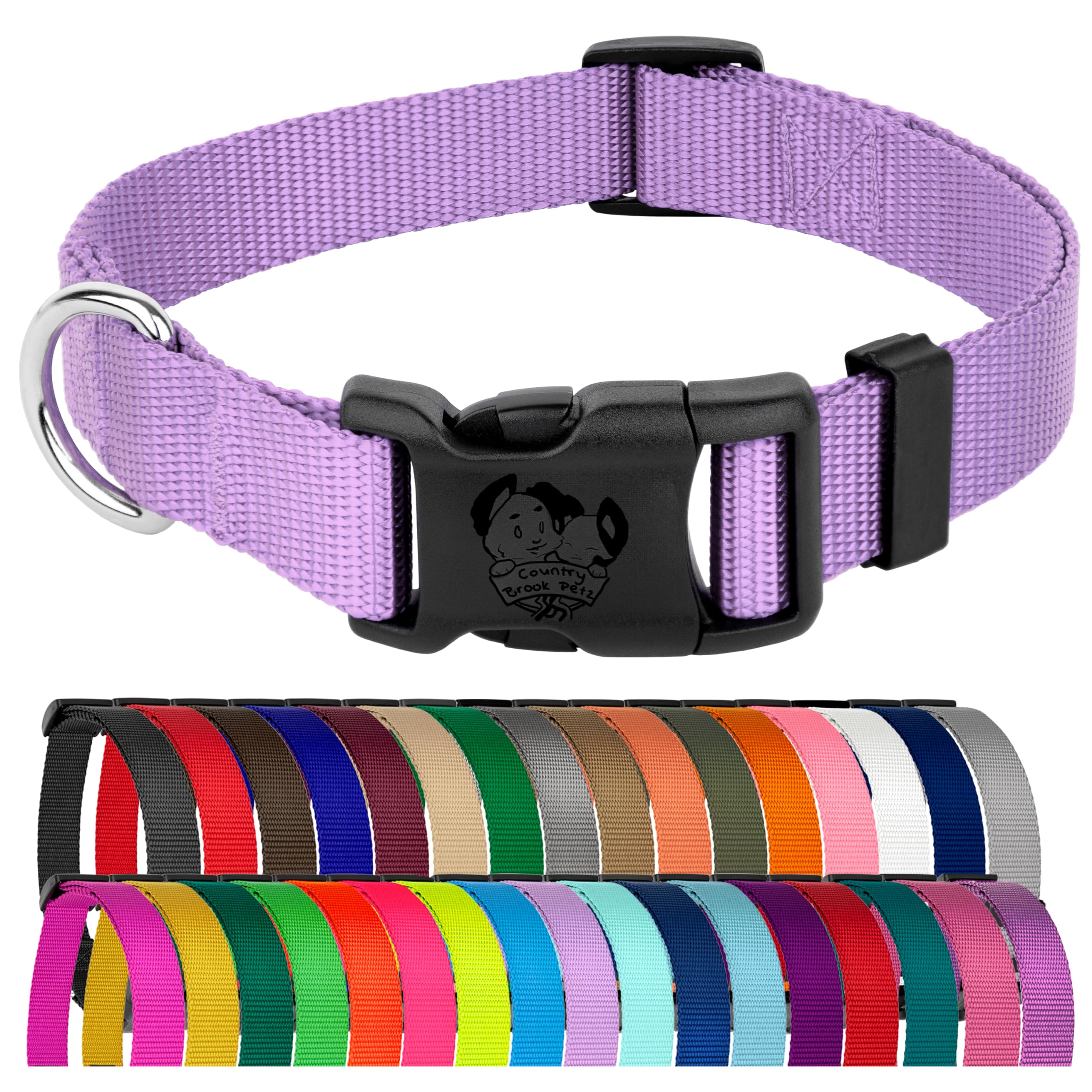 Collar Country Brook Petz lavanda 3/4 pulgada, cómodo para paseos diarios