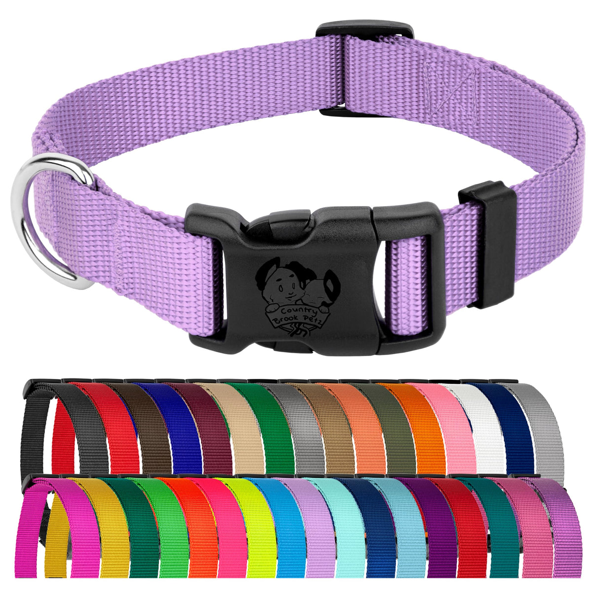 Collar Country Brook Petz lavanda 3/4 pulgada, cómodo para paseos diarios
