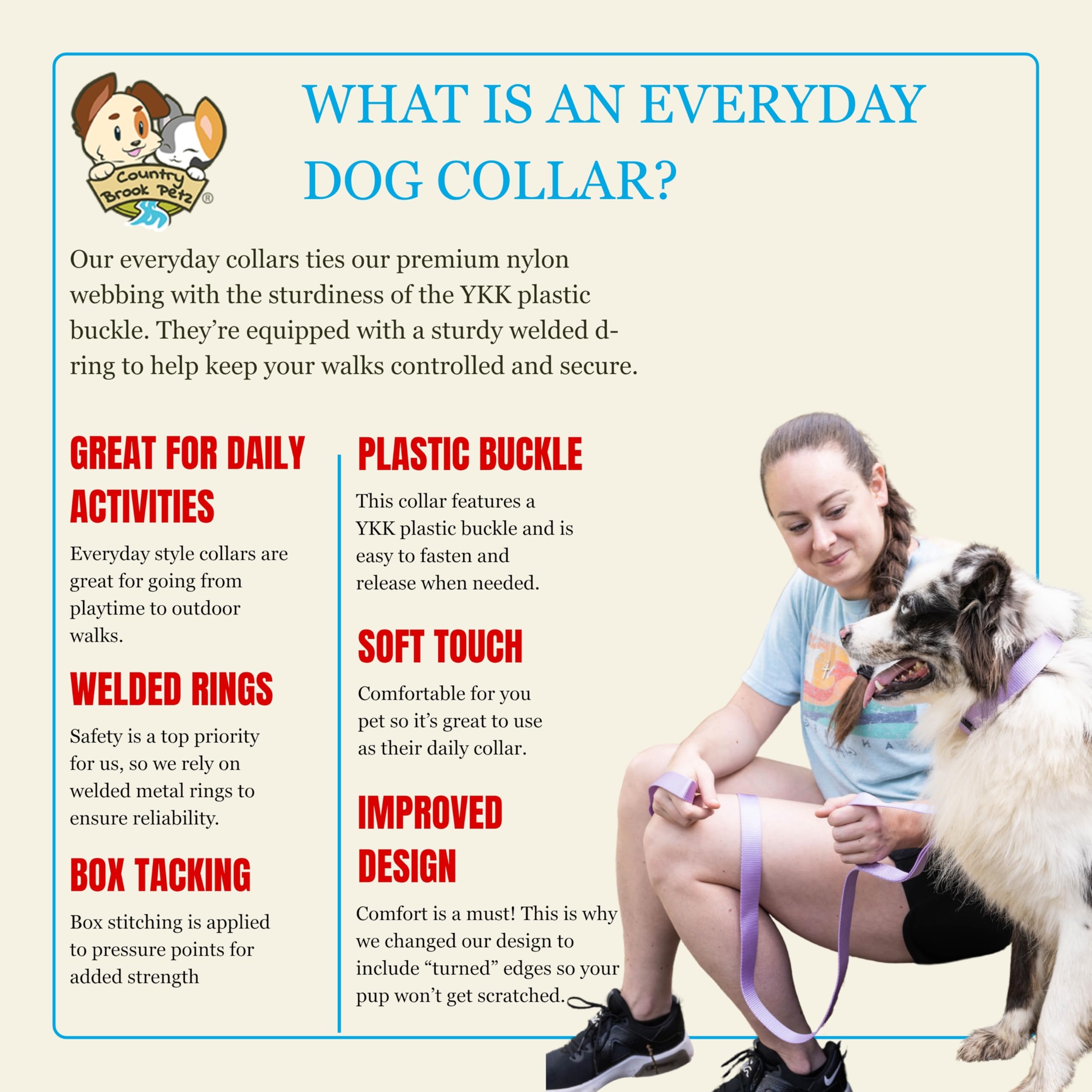 Costura hecha en EE UU, collar lavanda Country Brook Petz