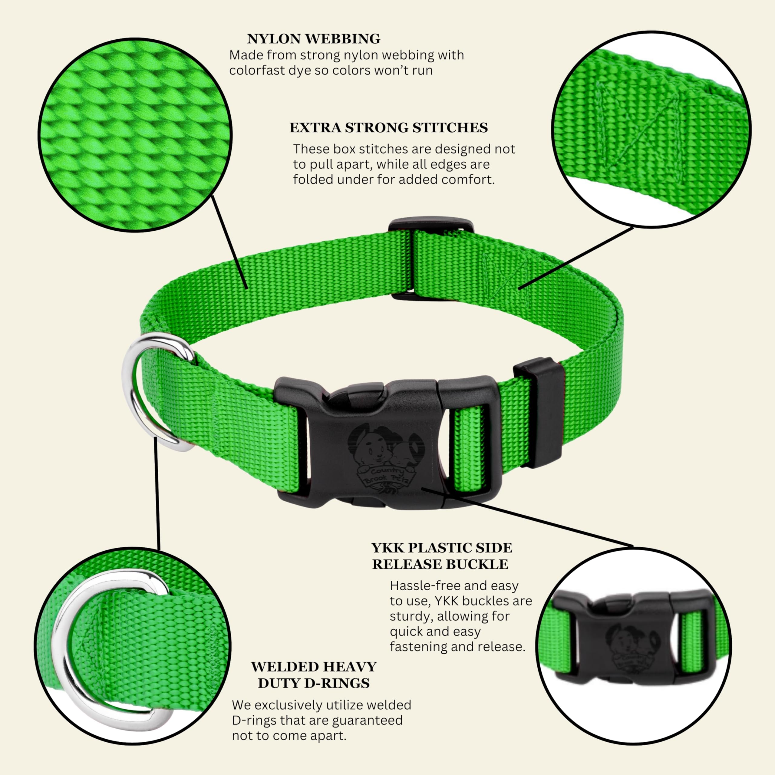 Herrajes de alto rendimiento para paseos seguros con el collar Country Brook Petz.