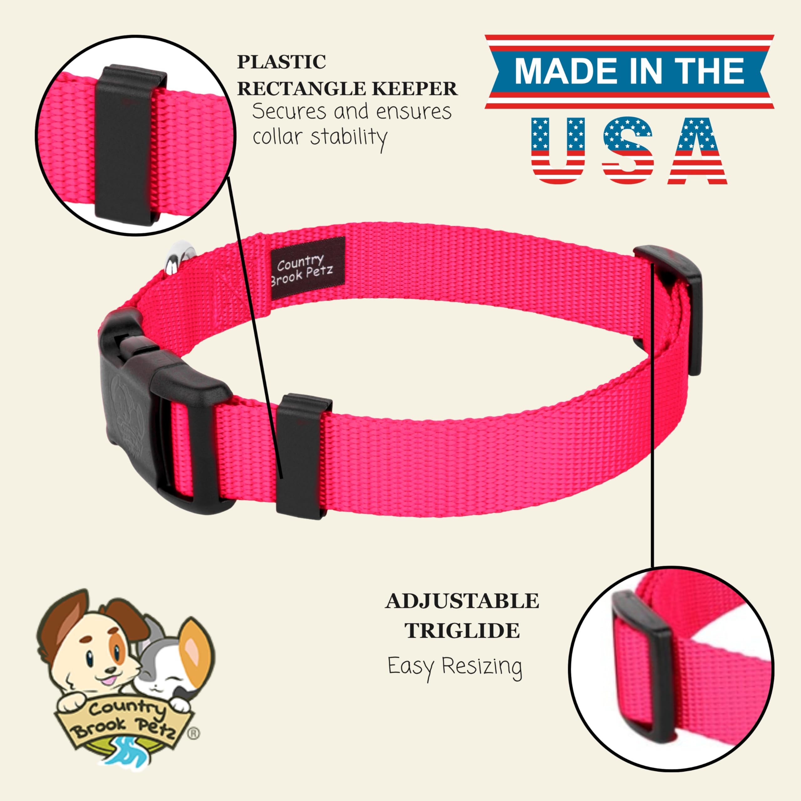 Collar Country Brook Petz beige cálido, combina con cualquier pelaje