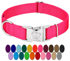 Country Brook Petz collar de nailon rosa intenso para perros, cómodo y duradero para paseos diarios.