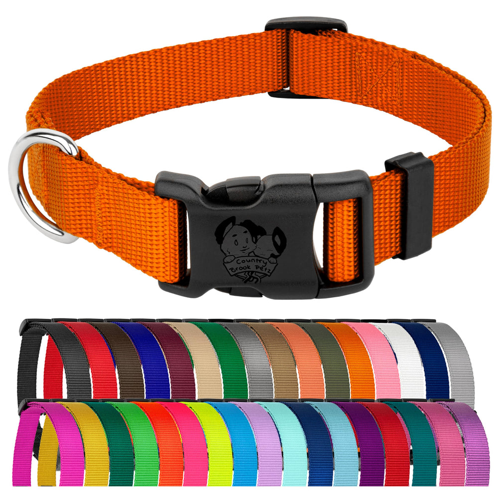 Collar Country Brook Petz de nylon para perro mediano con ajuste 13-16 pulgadas en naranja