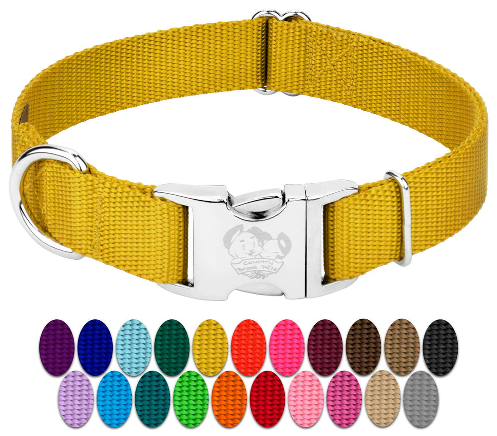 Country Brook Petz collar de nylon premium con hebilla metálica para perros resistentes y cómodos
