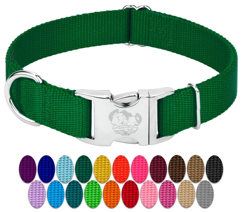 Country Brook Petz collar perro hebilla metal: hebilla robusta para paseos seguros.