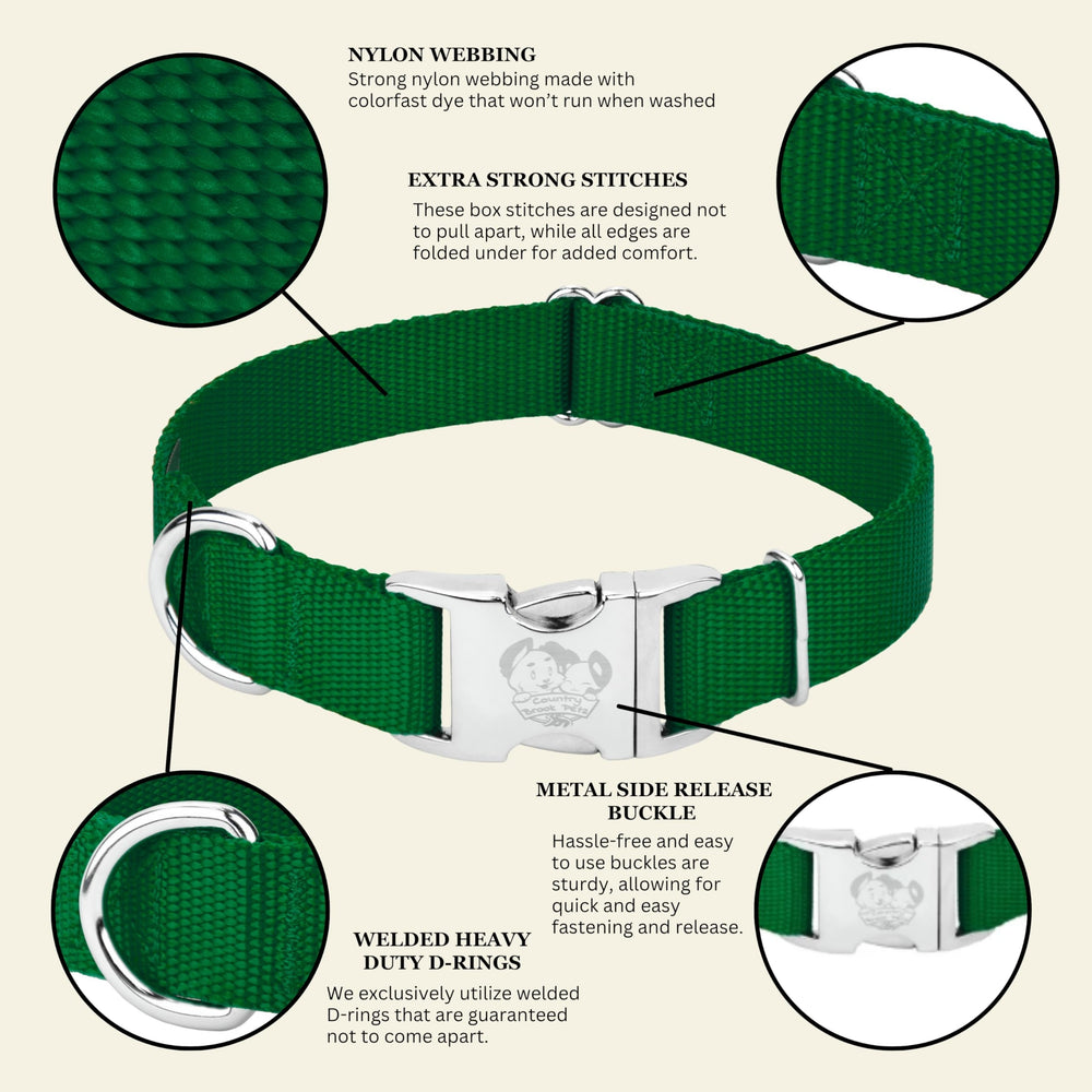 Country Brook Petz collar perro hecho en EE.UU.: confección artesanal y control de calidad.