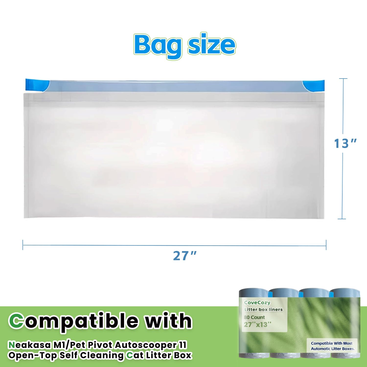 CoveCozy bolsas para Pet Pivot Autoscooper 11 con cordón para sellado seguro.