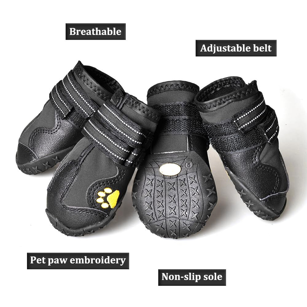 CovertSafe& botas para perros con correas reflectantes para mayor visibilidad nocturna.