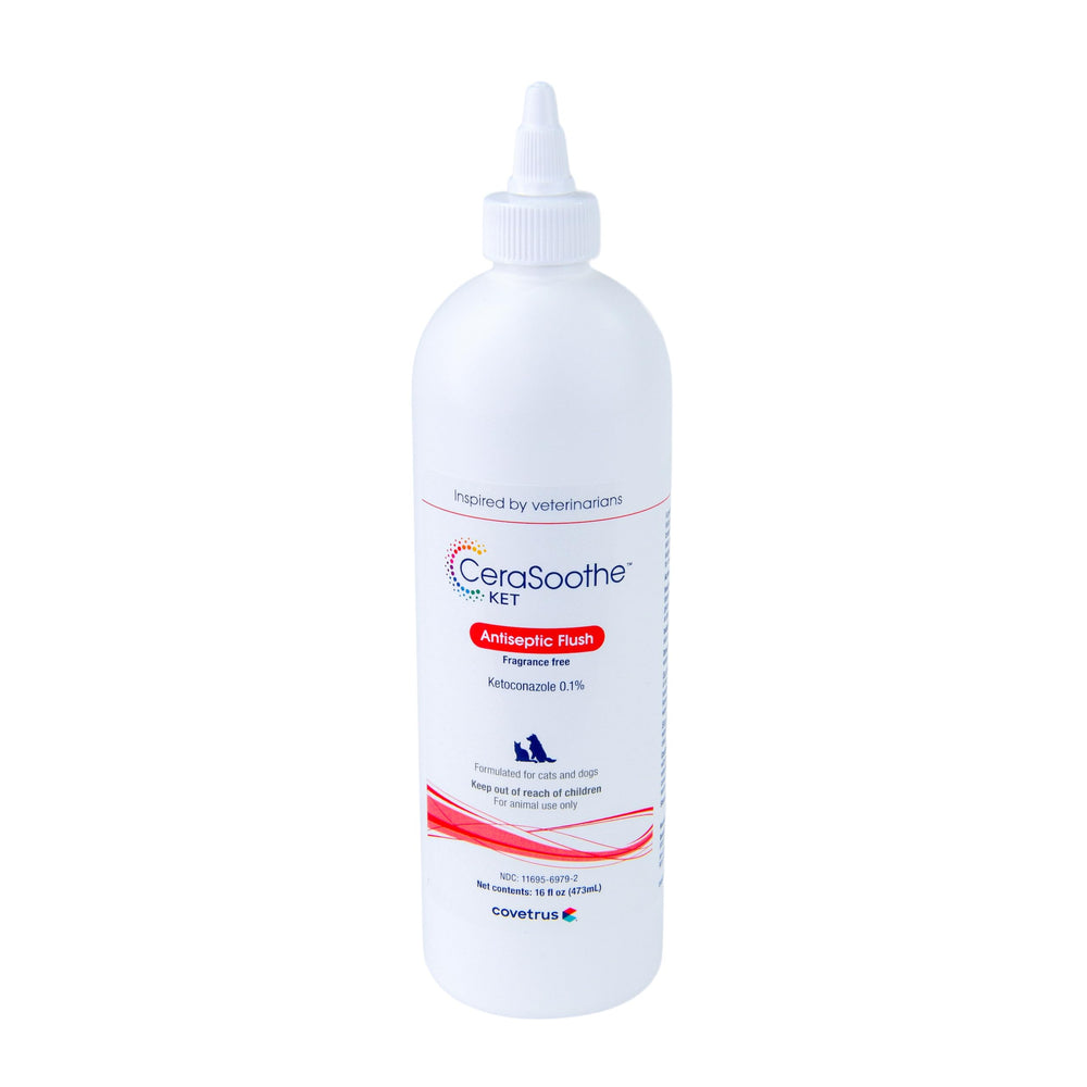 Covetrus CeraSoothe KET Antiseptic Flush en bote de 16 oz para piel y oídos.