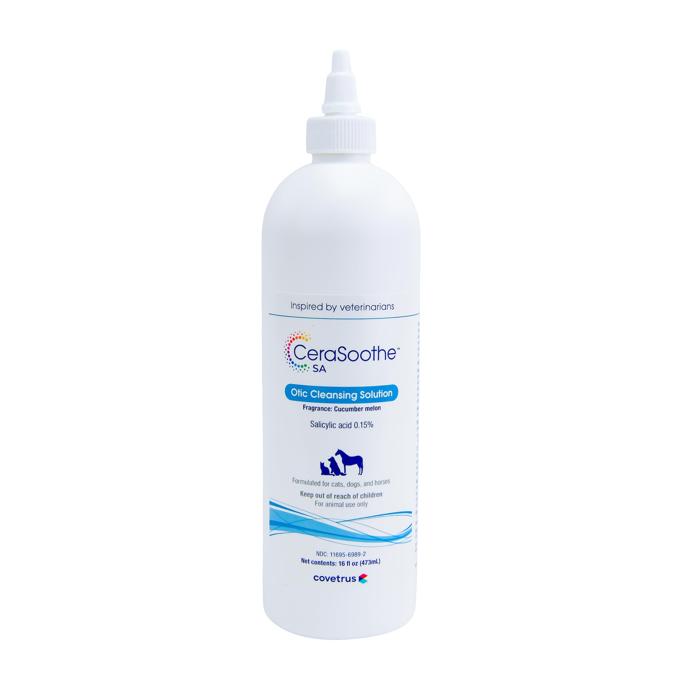 Covetrus CeraSoothe: botella otica de 16 oz para limpieza del canal auditivo.