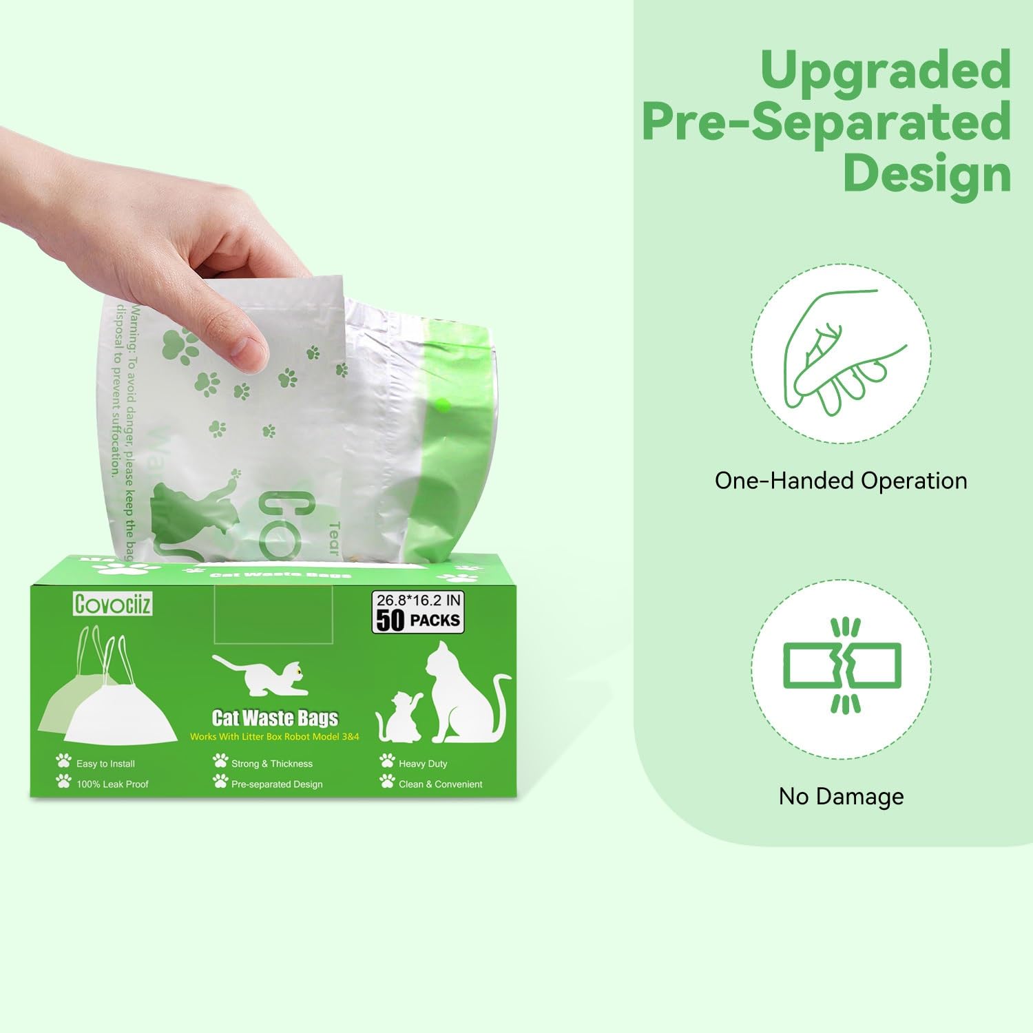 Covociiz diseño retráctil facilita retirar la bolsa sin complicaciones.