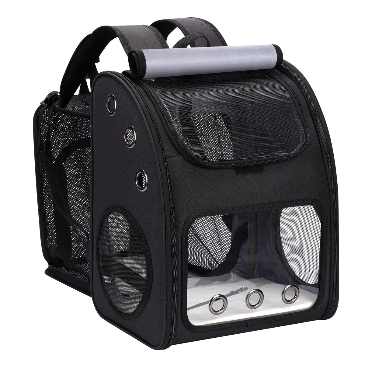 Covono mochila-gato-expandible-frontal, vista frontal para comodidad y acceso fácil.