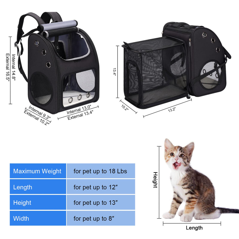 Covono mochila-gato-expandible-interior-ampliado, interior más amplio para moverse.