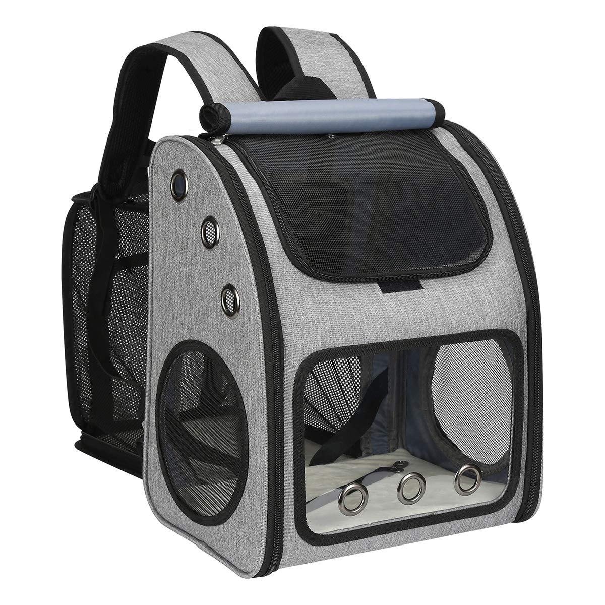 Mochila COVONO para mascotas con expansión interior para más comodidad y movimiento.