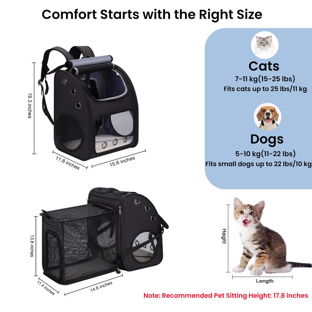 Covono mochila porta-mascotas: ventana acrílica para ventilación y visión.