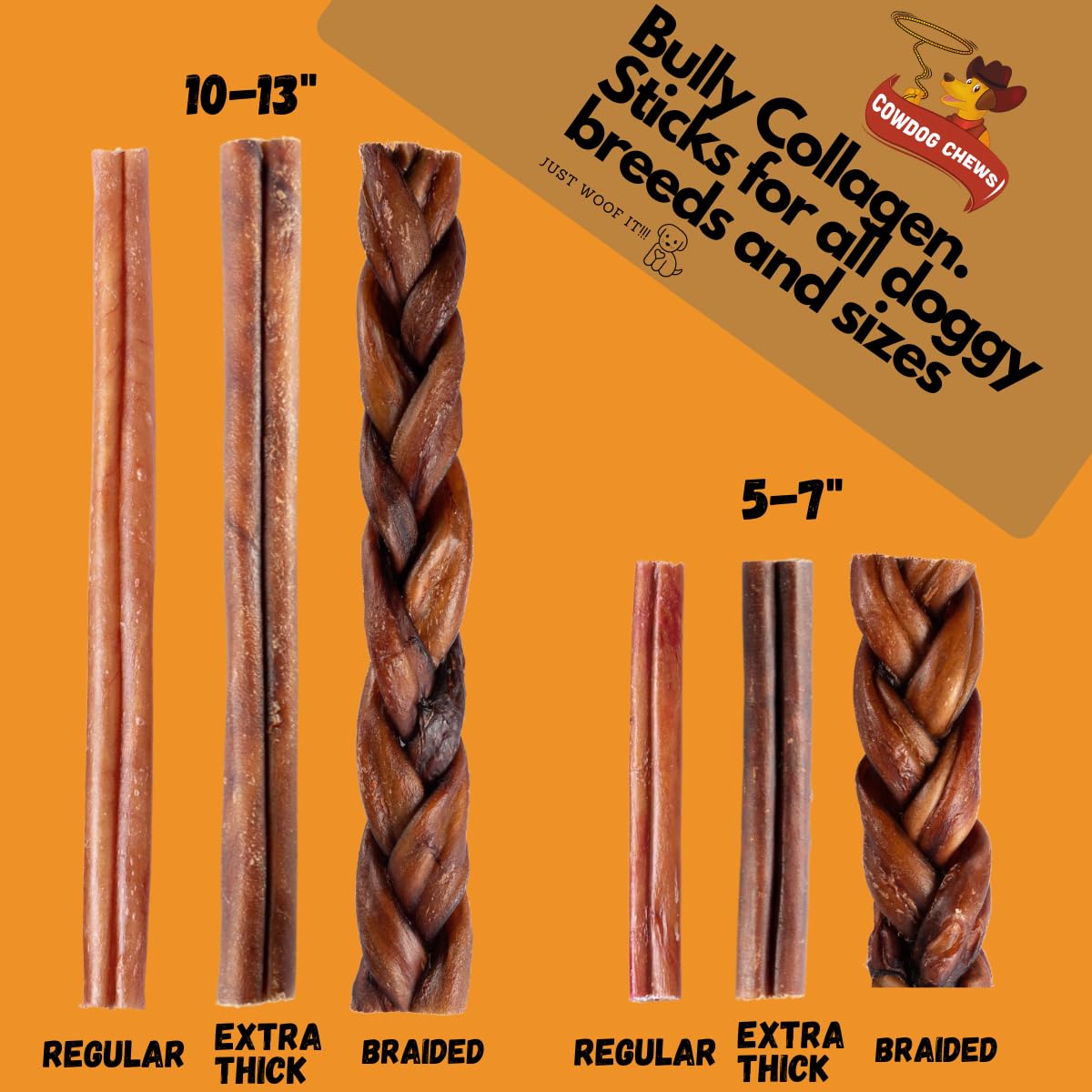 Cowdog Chews colágeno de res natural, ingrediente único para la salud dental.