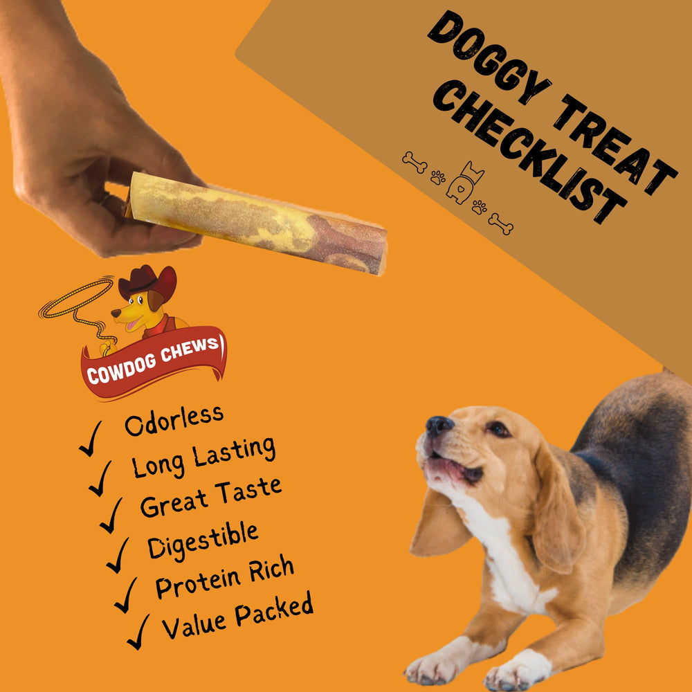 Cowdog Chews envase diez unidades, opción práctica para rotación de premios.