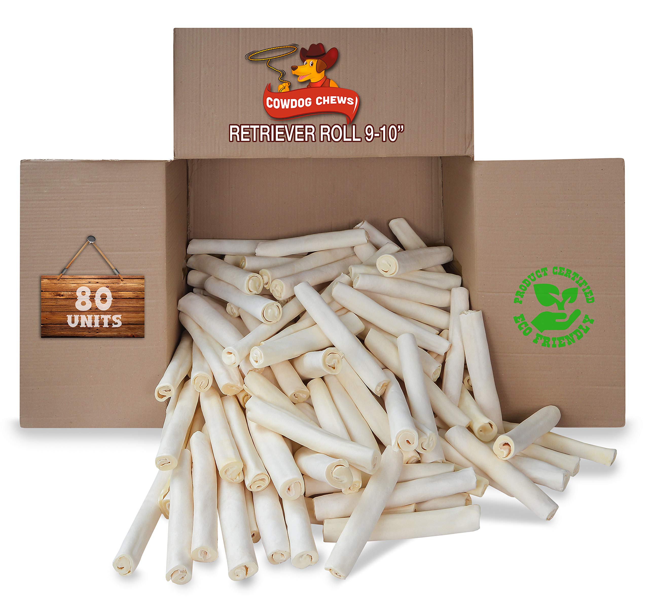 Cowdog Chews Retriever Roll 9-10 pulgadas, masticar natural para perros.