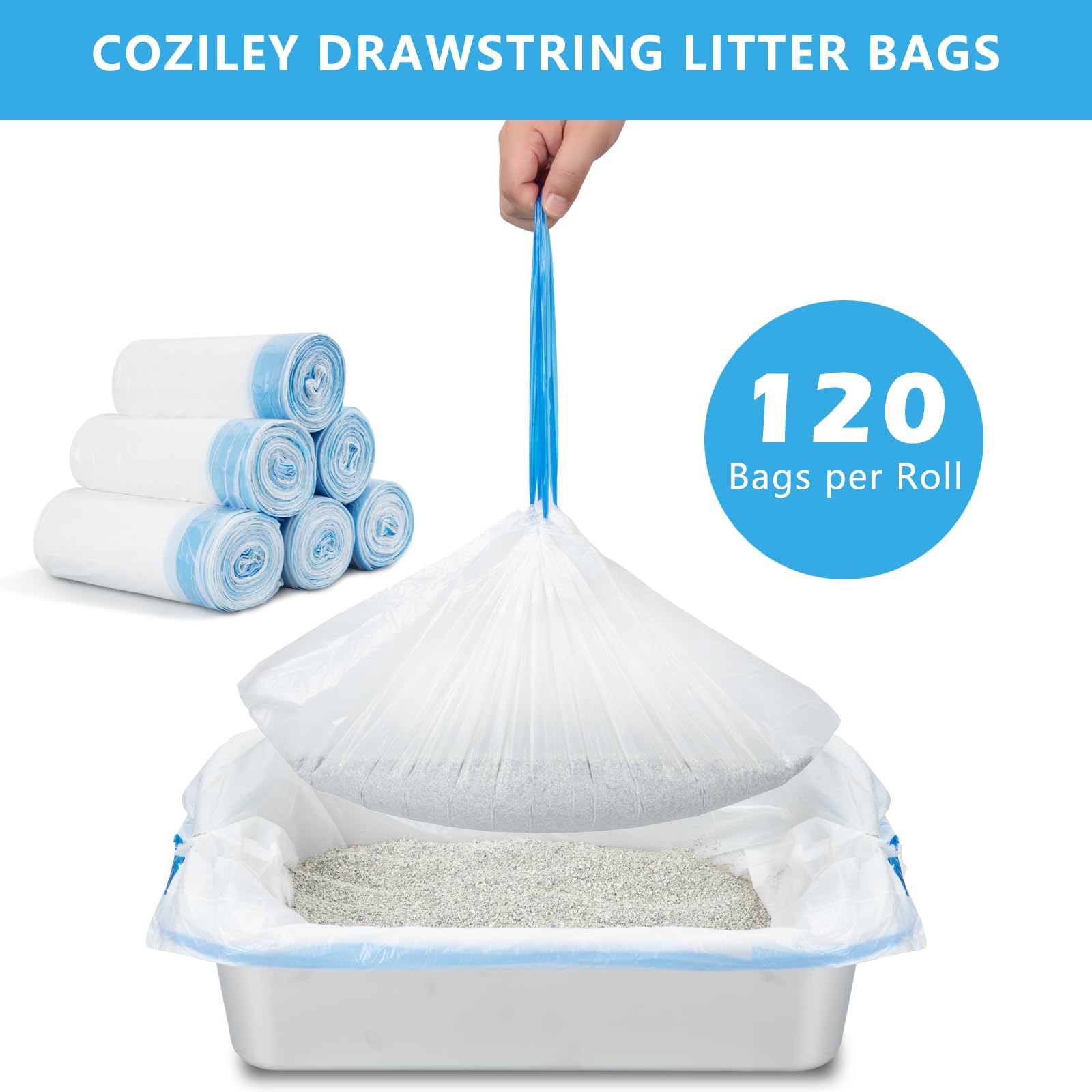 Coziley bolsas-basura resistentes, cierre de doble cordón para uso seguro en cajón de arena