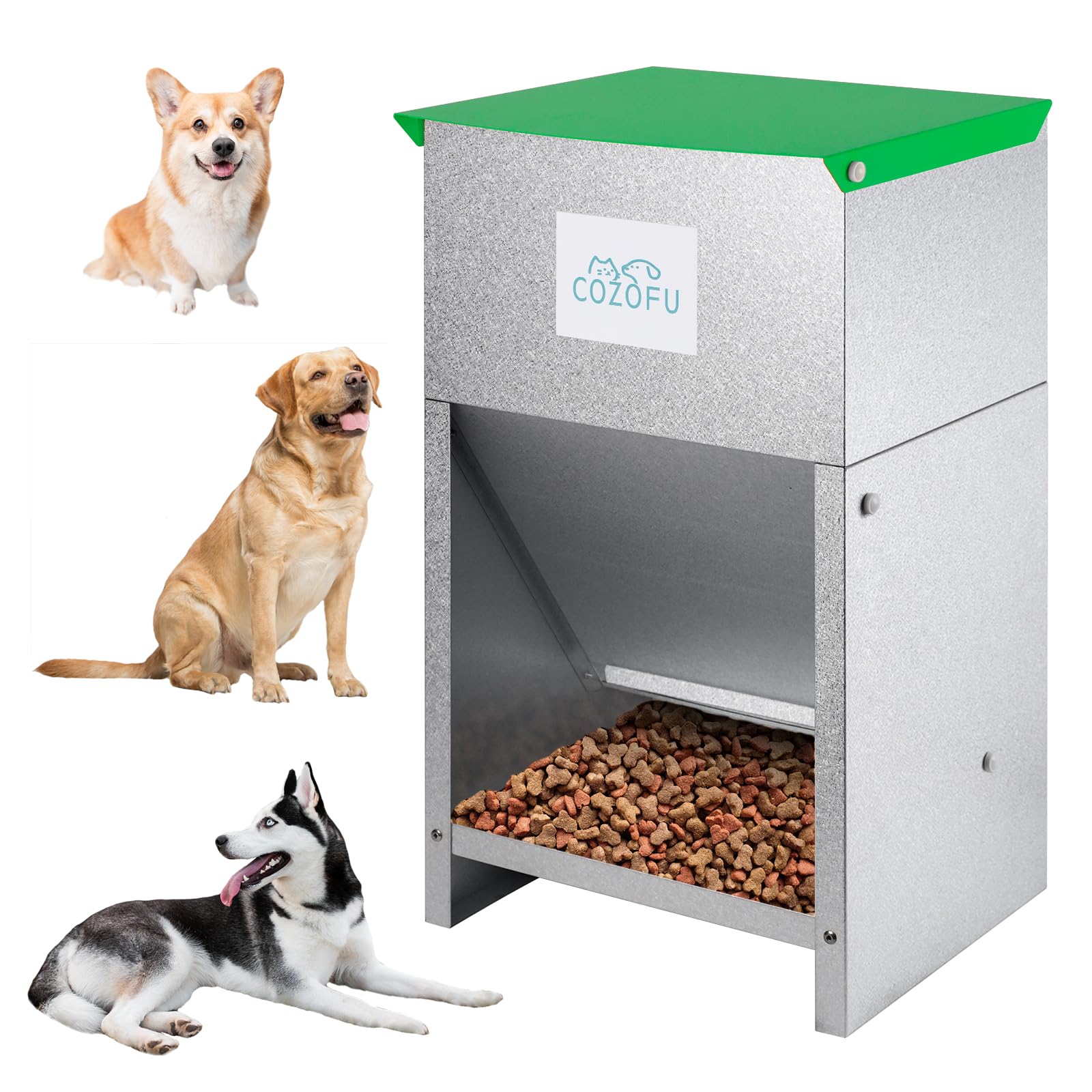 COZOFU Dispensador de gravedad automático para perros, diseño compacto y práctico.