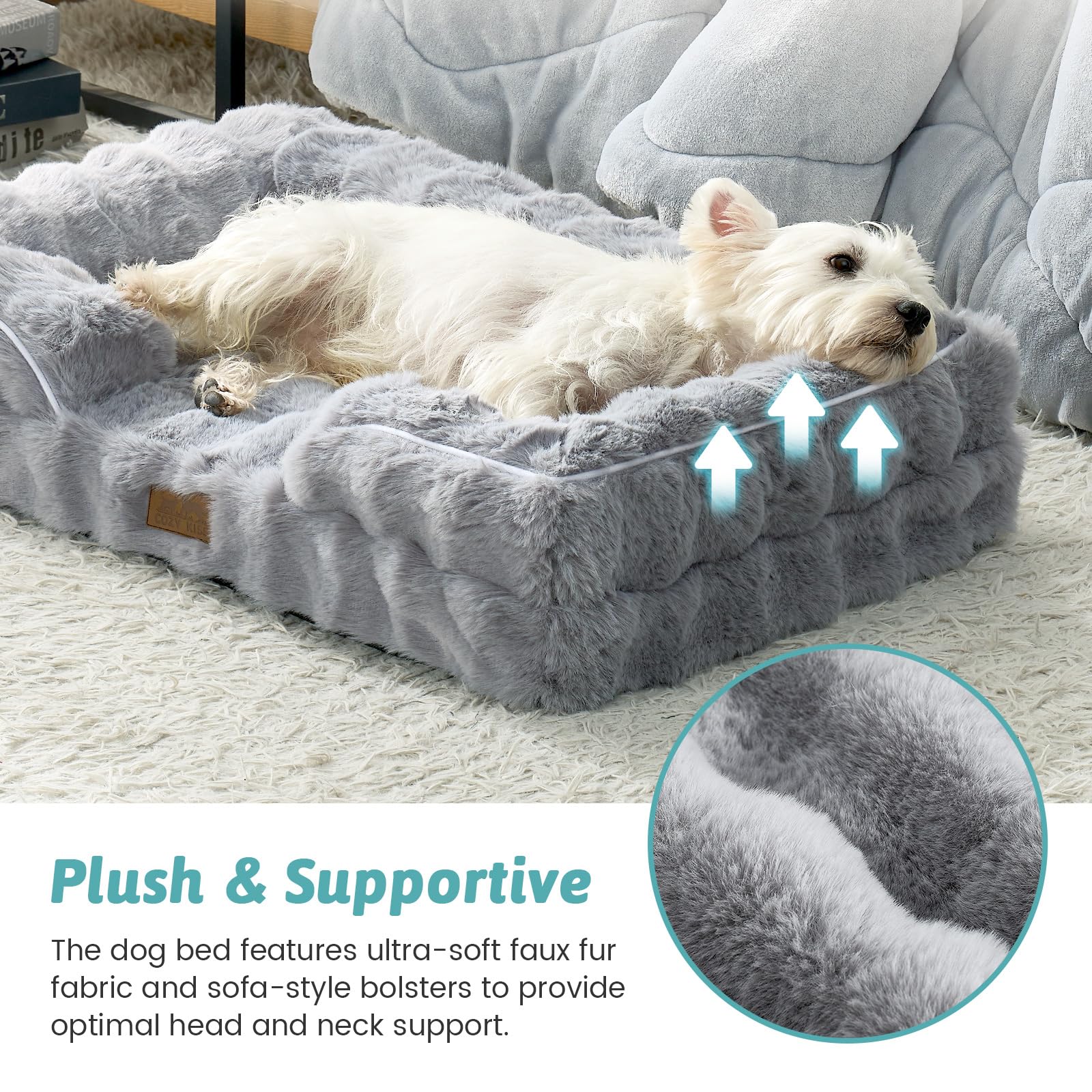 COZY KISS bolster lateral ofrece soporte de cuello y cabeza.
