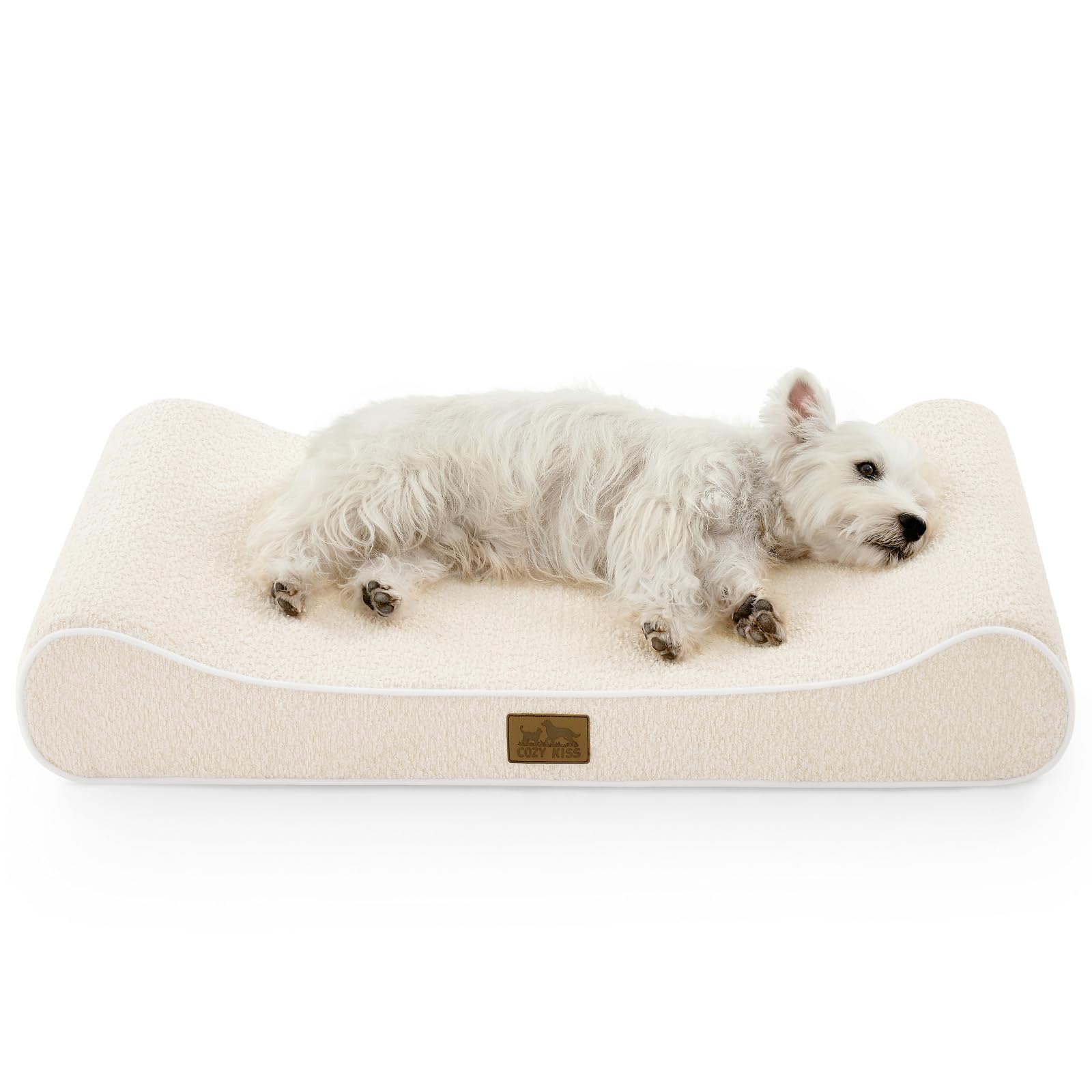 COZY KISS cama ortopédica barca beige con soporte ergonómico para perros medianos