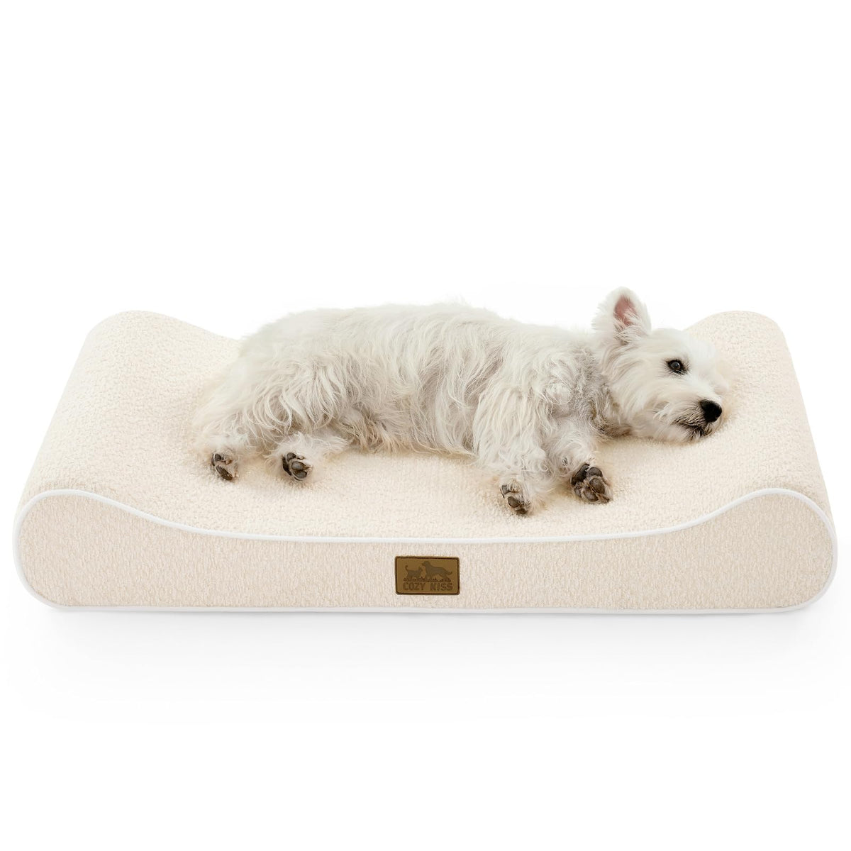 COZY KISS cama ortopédica barca beige con soporte ergonómico para perros medianos