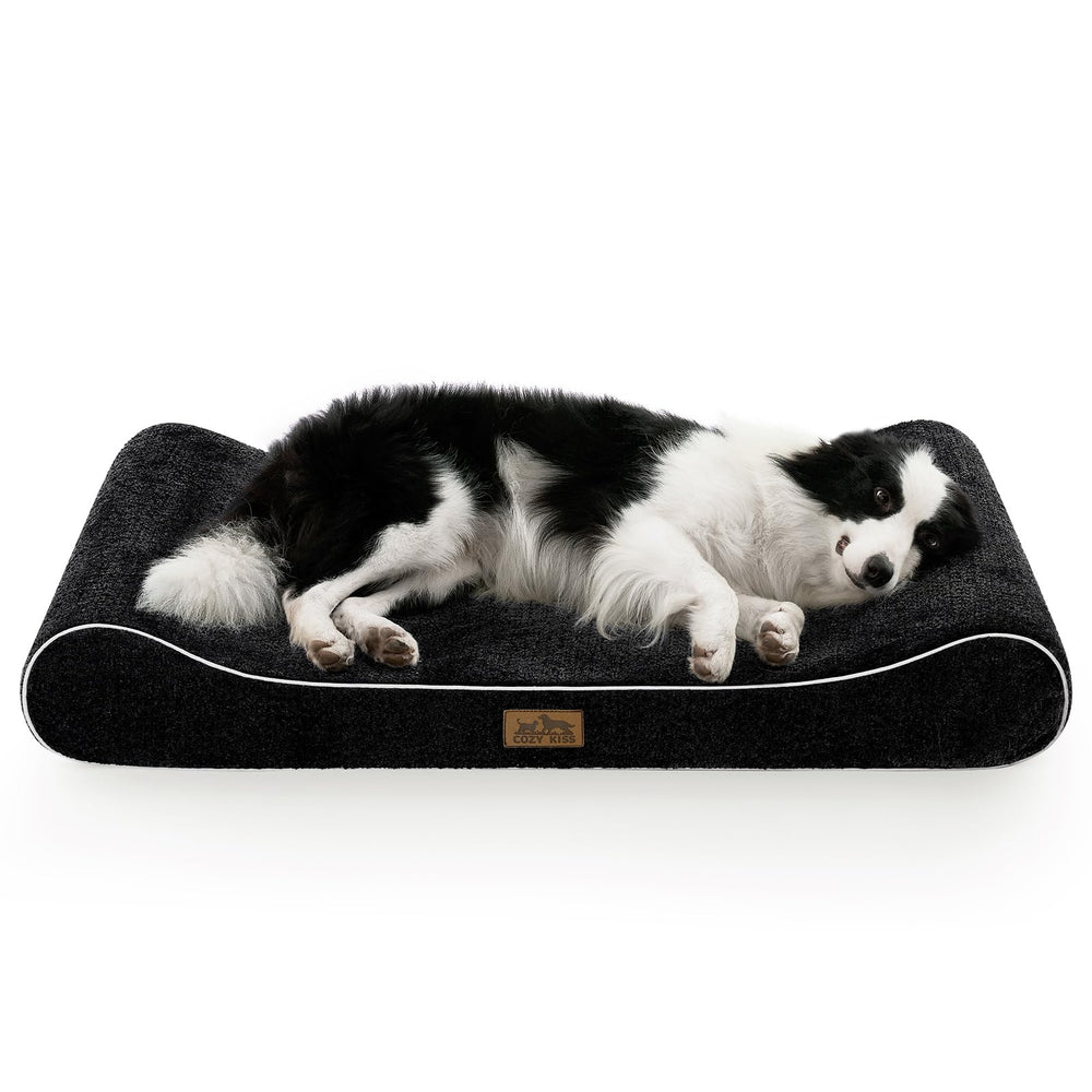 COZY KISS Cama ortopédica para perros grandes, vista frontal, soporte para articulaciones.