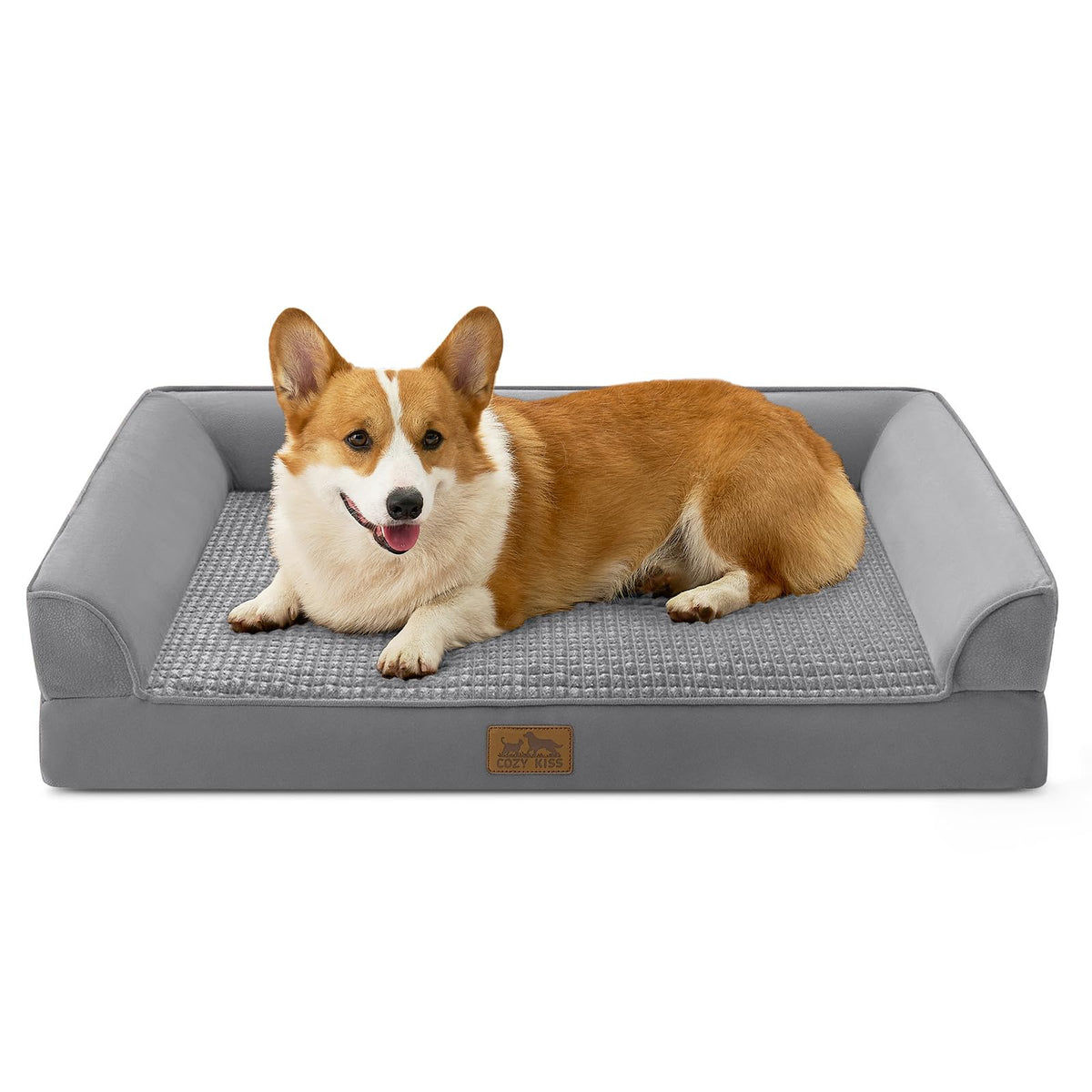 COZY KISS Cama ortopédica para perros con espuma huevo ofrece soporte cómodo.