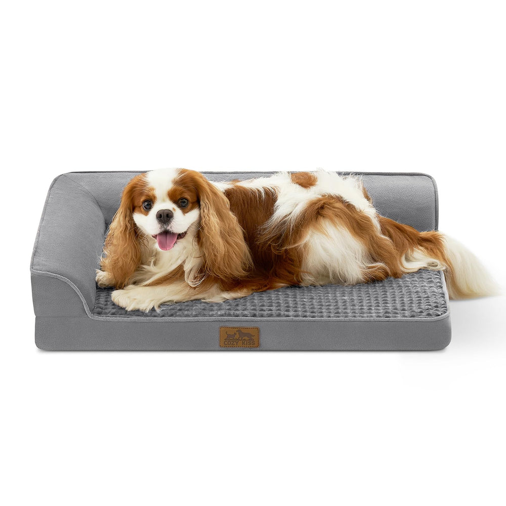 COZY KISS cama ortopédica en forma L para perro mediano, soporte cómodo.