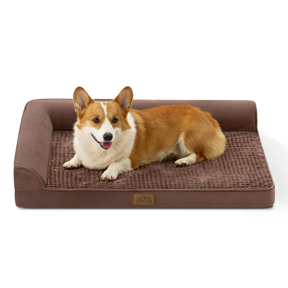 Cama ortopédica COZY KISS en forma de L para perros grandes con soporte articular